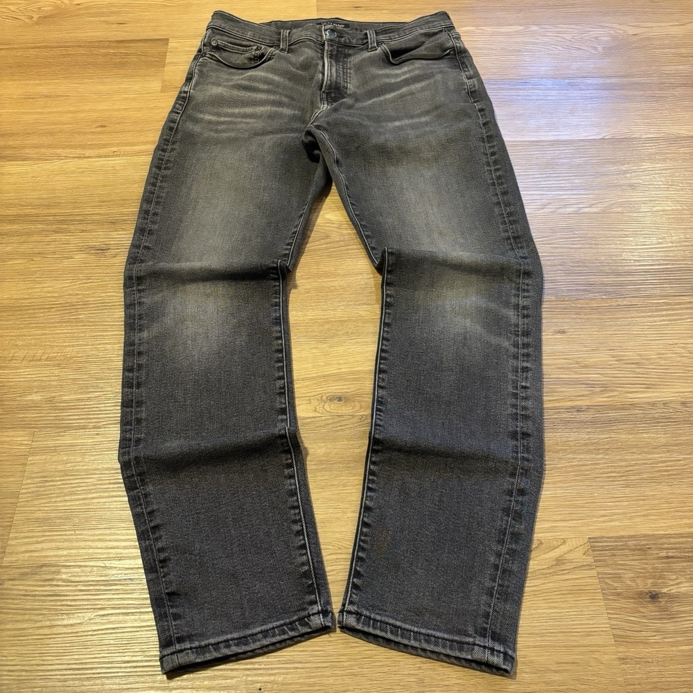 Lucky Brand 411 Jeans Men's 33x32 Athletic Taper Black Denim Grey Fade Excellent